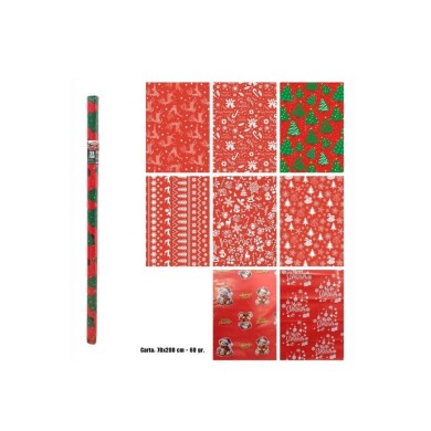 Christmas Wrapping Paper Roll - Red - 70x200cm