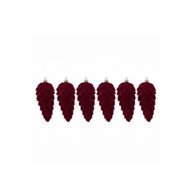 Velvet Pinecone Ornaments Set - Bordeaux - 14cm - 6pcs Velvet Pinecone Ornaments Set - Bordeaux - 14cm - 6pcs
