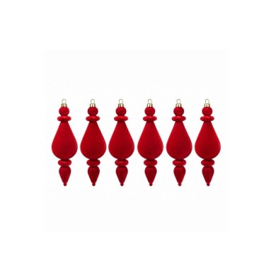 Velvet Hanging Ornaments Set - Red - 19cm - 6pcs Velvet Hanging Ornaments Set - Red - 19cm - 6pcs