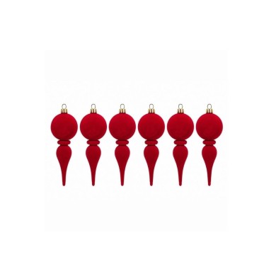 Velvet Hanging Ornaments Set - Red - 17.2cm - 6pcs Velvet Hanging Ornaments Set - Red - 17.2cm - 6pcs
