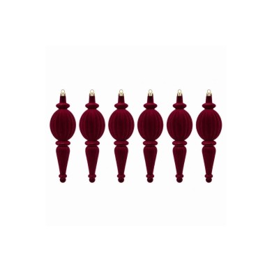 Velvet Hanging Ornaments Set - Bordeaux - 21cm - 6pcs Velvet Hanging Ornaments Set - Bordeaux - 21cm - 6pcs