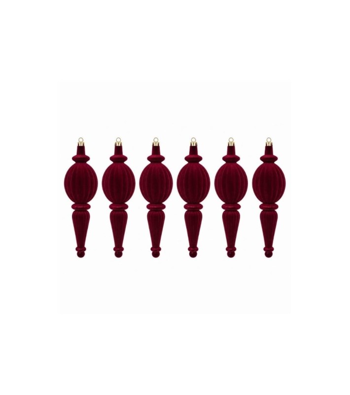Velvet Hanging Ornaments Set - Bordeaux - 21cm - 6pcs Velvet Hanging Ornaments Set - Bordeaux - 21cm - 6pcs