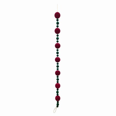 Artificial Garland with Velvet Balls - Bordeaux & Green - 180cm Artificial Garland with Velvet Balls - Bordeaux & Green - 180cm