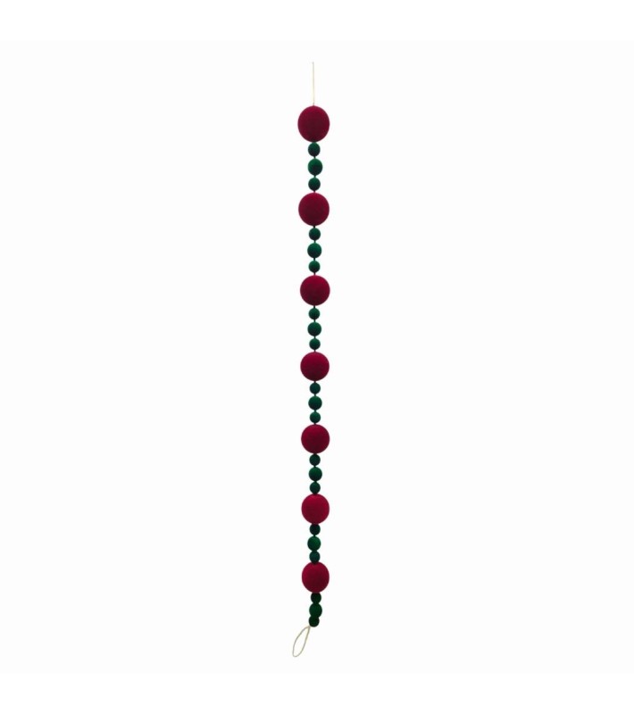 Artificial Garland with Velvet Balls - Bordeaux & Green - 180cm Artificial Garland with Velvet Balls - Bordeaux & Green - 180cm