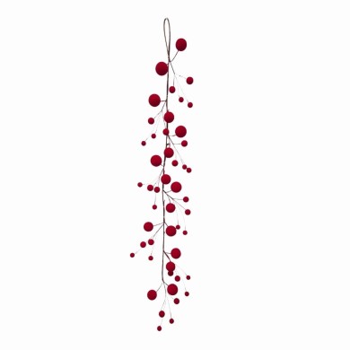 Artificial Garland Velvet Berries - Red - 120cm Artificial Garland Velvet Berries - Red - 120cm