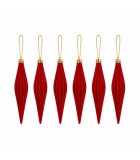 Decorative Velvet Hanging Ornaments - Red - 6pcs Decorative Velvet Hanging Ornaments - Red - 6pcs