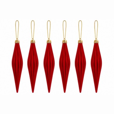 Decorative Velvet Hanging Ornaments - Red - 6pcs Decorative Velvet Hanging Ornaments - Red - 6pcs