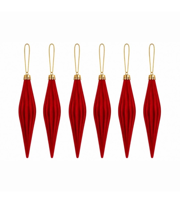 Decorative Velvet Hanging Ornaments - Red - 6pcs Decorative Velvet Hanging Ornaments - Red - 6pcs