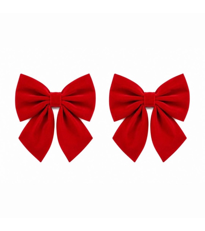 Decorative Velvet Bows - Red - 13x15cm - 2pcs Decorative Velvet Bows - Red - 13x15cm - 2pcs