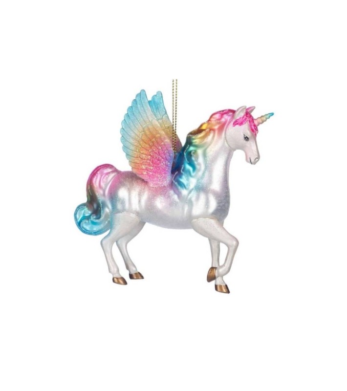 Rainbow Flying Unicorn Ornament - White/Multi - 13,5Cm Rainbow Flying Unicorn Ornament - White/Multi - 13,5Cm